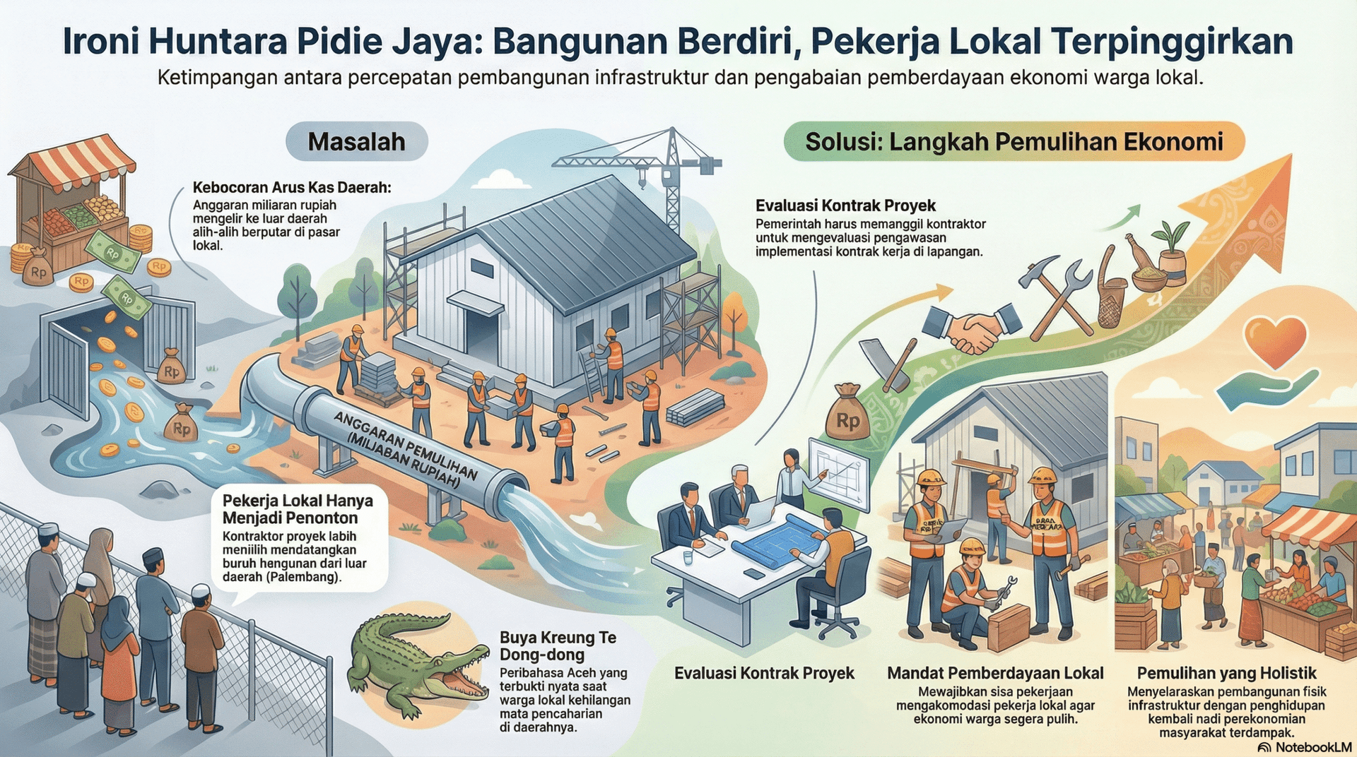 Ironi Huntara Pidie Jaya, Bangunan Berdiri tetapi Pekerja Lokal Hanya Menjadi Penonton